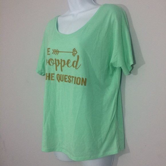 "He Popped the Question" Womens L Scoop Neck Shirt - Picture 3 of 7